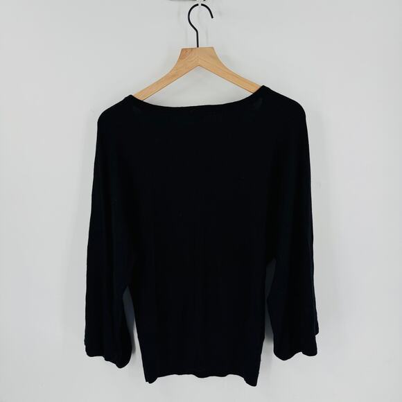 Vintage Spiegel Black Silk Cashmere Blend V-Neck Sweater Women’s Large - Picture 3 of 8